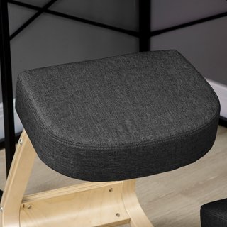 Silla Ergonómica Con Inclinación en Madera de Abeto, Silla Postural Con Cojín de Espuma y Poliéster para Casa y Oficina, Negro