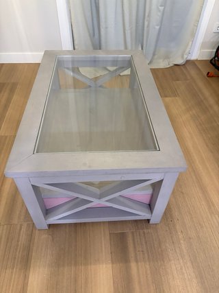 Mesa de centro elevable con cristal y cajones