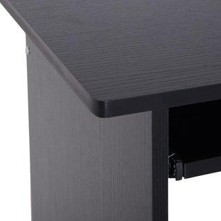 Escritorio Compacto para Casa y Oficina, Escritorio Moderno para Computadora, Soporte para CPU, Estante para CPU y Bandeja para Teclado Extraíble de Madera, 80X45X75Cm, Negro