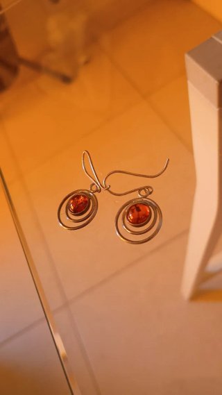 Pendientes Plata y Ámbar Naranja