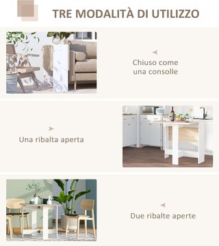 Mesa de Comedor Diseño Moderno Plegable Madera 103×76×73.5Cm Roble Blanco