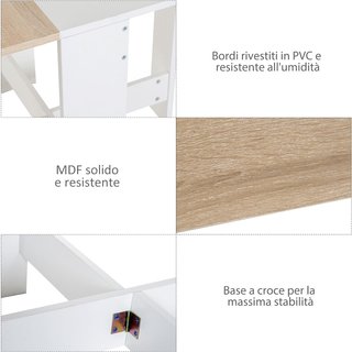 Mesa de Comedor Diseño Moderno Plegable Madera 103×76×73.5Cm Roble Blanco