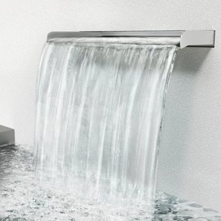 Cuchilla de Cascada, Desagüe de Cascada de Acero Inoxidable de 60 cm, Fuente de Piscina de Cascada Rectangular, Cuchilla de Cascada con Conector, Manguera, Abrazadera y Cinta PTFE, Cuchilla de Agu...
