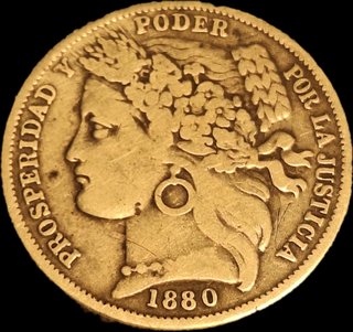 1 peseta 1880 de la republica peruana de plata