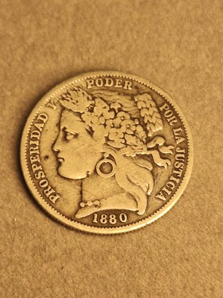1 peseta 1880 de la republica peruana de plata