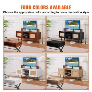 Soporte de TV de Rattan, Gabinete Boho para TV de 55 pulgadas, Soporte de TV de estilo moderno de mediados de siglo, Consola de TV de Rattan con estantes ajustables para sala de estar, sala de med...