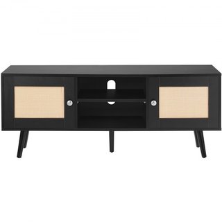 Soporte de TV de Rattan, Gabinete Boho para TV de 55 pulgadas, Soporte de TV de estilo moderno de mediados de siglo, Consola de TV de Rattan con estantes ajustables para sala de estar, sala de med...