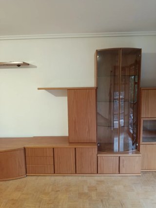Mueble de salón modular madera y cristal
