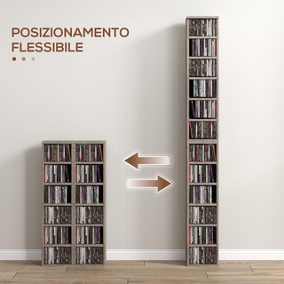 Estante para CD DVD Set de 2 Piezas con 12 Estantes, Librería de Columna para 204 CD en Madera para Sala de Estar, Salón, Estudio y Oficina, 21X22.5X88.5 Cm, Gris Oscuro