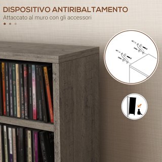 Estante para CD DVD Set de 2 Piezas con 12 Estantes, Librería de Columna para 204 CD en Madera para Sala de Estar, Salón, Estudio y Oficina, 21X22.5X88.5 Cm, Gris Oscuro