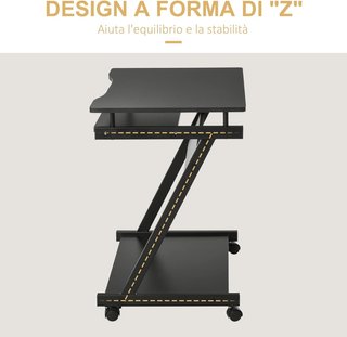 Escritorio para Computadora Porta PC Clásico y Ahorra Espacio, Escritorio para Habitación con Tablero de Teclado Retráctil, 4 Ruedas y Estante Inferior Negro 60X48X73Cm