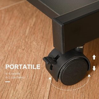 Escritorio para Computadora Porta PC Clásico y Ahorra Espacio, Escritorio para Habitación con Tablero de Teclado Retráctil, 4 Ruedas y Estante Inferior Negro 60X48X73Cm