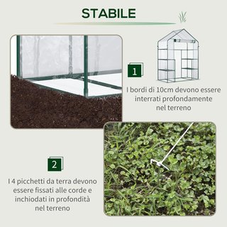 Invernadero de Jardín para Plantas en PE Impermeable y Anti UV con Estantes y Accesorios de Montaje, 142X73X195Cm, Verde