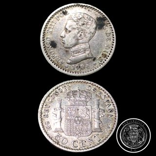 Moneda 50 céntimos Alfonso XIII 1904