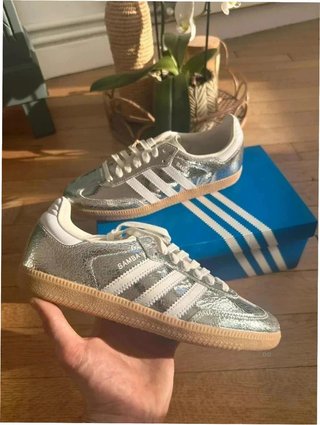 Adidas Samba OG Plata Metálico Cuero 39