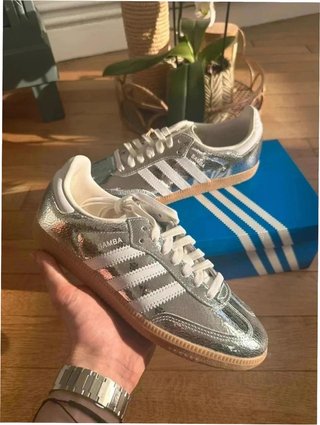 Adidas Samba OG Plata Metálico Cuero 39