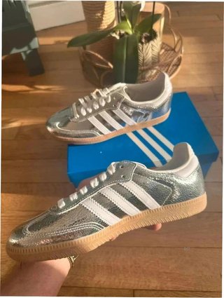 Adidas Samba OG Plata Metálico Cuero 39