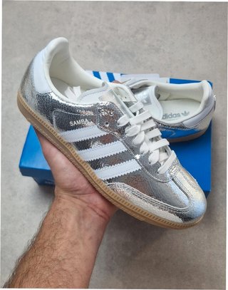 Adidas Samba OG Plata Metálico Cuero 37
