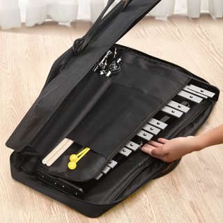 Kit di campane Glockenspiel a 32 note, set di strumenti a percussione professionale con bacchette, bacchette per tamburo, supporto musicale, supporto regolabile e borsa da trasporto per studenti...