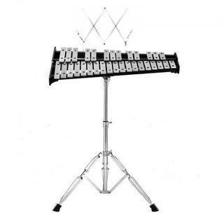 Kit di campane Glockenspiel a 32 note, set di strumenti a percussione professionale con bacchette, bacchette per tamburo, supporto musicale, supporto regolabile e borsa da trasporto per studenti...