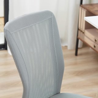 Silla de Oficina Ergonómica Sin Brazos, Silla para Escritorio de Tejido Transpirable de Malla, Altura Ajustable y 5 Ruedas, 43X58X90-100 Cm, Gris