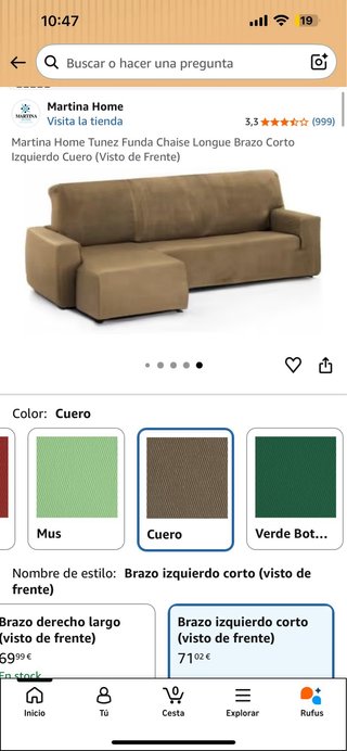 Funda Chaise Longue Martina Home Cuero