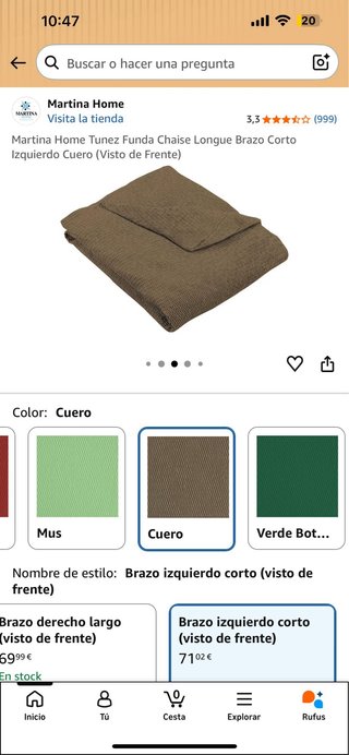 Funda Chaise Longue Martina Home Cuero