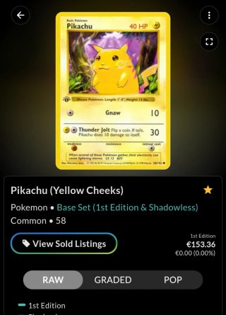 Carta Pokémon Pikachu Base Set 1° Edición #58