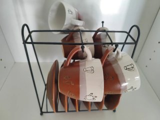 Juego de café tazas y platos con soporte