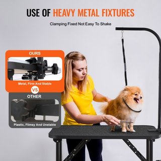 Mesa de Grooming para Mascotas con Brazo y Abrazadera, Estación de Grooming para Perros de 808 x 460 mm, Soporte de Grooming Plegable para Perros Medianos y Pequeños, Soporte para Caderas Sin Sent...