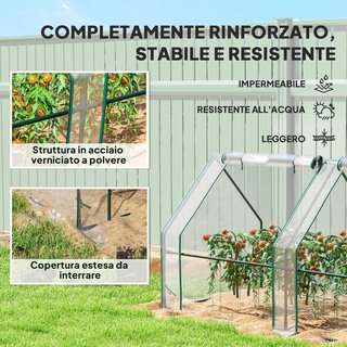 Invernadero de Jardín 360X90X90 Cm Con 4 Puertas Enrollable con Cremallera, Invernadero para Huerto Con Estructura de Acero y Cubierta de PVC, para Huerto Verduras Flores Frutas, Transparente