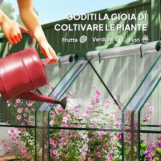 Invernadero de Jardín 360X90X90 Cm Con 4 Puertas Enrollable con Cremallera, Invernadero para Huerto Con Estructura de Acero y Cubierta de PVC, para Huerto Verduras Flores Frutas, Transparente