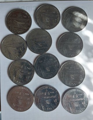 22 monete 100 lire commemorative Marconi e Livorno