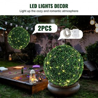 Árboles Topiarios Artificiales de Buxo, 50.8 cm de Altura (2 Piezas), Planta Topiaria Falsa en Forma de Bola, Plantas Falsas Verdes Todo el Año para Decoración de Jardín, Balcón, Boda y Hogar