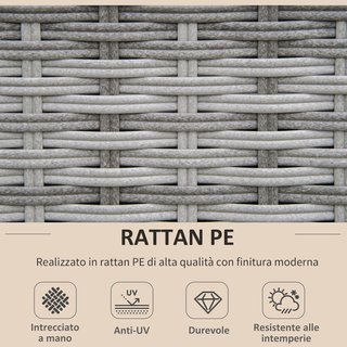 Salón Exterior de Rattan PE de 8 Piezas, Conjunto de Muebles de Jardín Ahorra Espacio con Sillones, Mesas y Puff, Beige