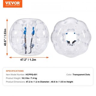 Bola Inflable de Choque 1-Pack, Bolas Zorb Sumo de 4FT/1.2M para Adolescentes y Adultos, Bolas de Burbuja Humana de PVC de 0.8mm de Grosor para Juegos de Equipo al Aire Libre, Juguetes de Choque p...