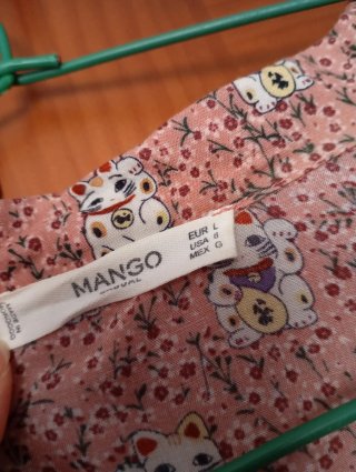 Camisa Mango Gatos Rosa