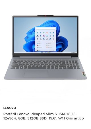 Portátil Lenovo IdeaPad Slim 3 15IAH8 Gris