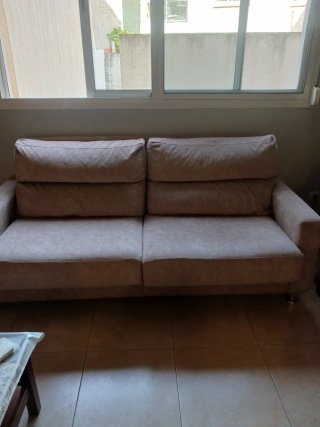 Sofá 2 plazas beige tela