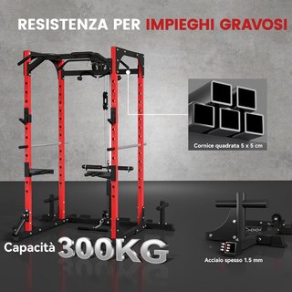 Torre de Potencia, Estación de Fitness con Estación de Cables, Soporte para Barra, Discos y Barra para Dominadas y Fondos, Gimnasio Multifuncional de Acero, para Gimnasio en Casa, 191X153X205 Cm, ...