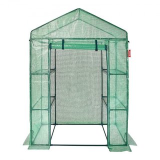 Casa de Invernadero de Pasillo, 4.6 x 2.4 x 6.7 pies Invernadero con Estantes, Se Monta en Minutos, Cubierta de PE de Alta Resistencia con Puertas y Ventanas y Estructura de Acero, Adecuado para P...