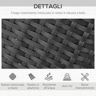 Conjunto de Mesa y Sillas de Jardín de 7 Piezas en Rattan PE y Madera, Muebles de Exterior con Cojines Suaves, Negro