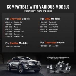 Espaciadores de Rueda, Adaptadores de Rueda de 1.5" 6"x5", Espaciador Forjado de 6 Pernos, Espaciadores Hubcentric de 78.1 mm con Pernos M14 x1.5, Compatible con Chevrolet, GMC y Cadillac de 1995 ...