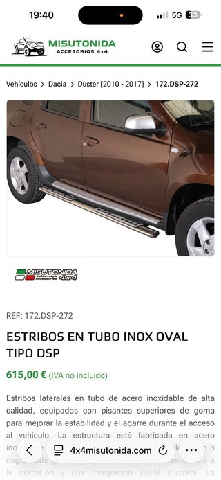 Estriberas inox cromadas dacia misutonida 4x4