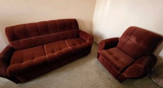 Sofá 3 plazas + sillón individual terciopelo