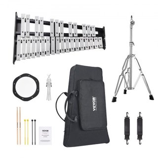 Kit di Campane Glockenspiel da 30 Note, Set di Strumenti a Percussione Professionale con Bacchette, Bacchette, Supporto Musicale, Tappetino di Pratica da 203 mm/8", Supporto Regolabile e Altro