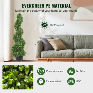 Árboles Topiarios Artificiales de Buxo, 3 pies de altura (2 piezas) Planta Topiaria Falsa para Exterior, Planta Falsa Verde Todo el Año con Hojas Reemplazables para Decoración Interior/Exterior/Jardín