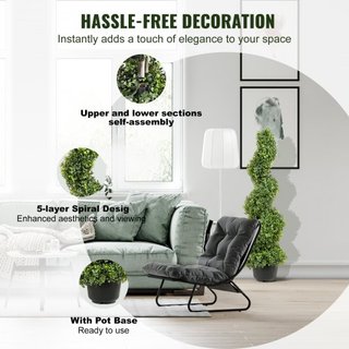 Árboles Topiarios Artificiales de Buxo, 3 pies de altura (2 piezas) Planta Topiaria Falsa para Exterior, Planta Falsa Verde Todo el Año con Hojas Reemplazables para Decoración Interior/Exterior/Jardín