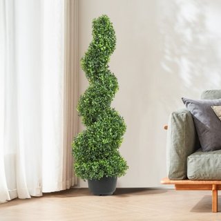 Árboles Topiarios Artificiales de Buxo, 3 pies de altura (2 piezas) Planta Topiaria Falsa para Exterior, Planta Falsa Verde Todo el Año con Hojas Reemplazables para Decoración Interior/Exterior/Jardín
