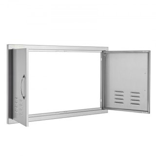 Puerta de Acceso para BBQ, Puerta Doble para Cocina Exterior de 914x534 mm, Puerta de Montaje Flush de Acero Inoxidable, Puerta Vertical de Pared con Manijas y Ventilaciones, para Isla de BBQ, Est...